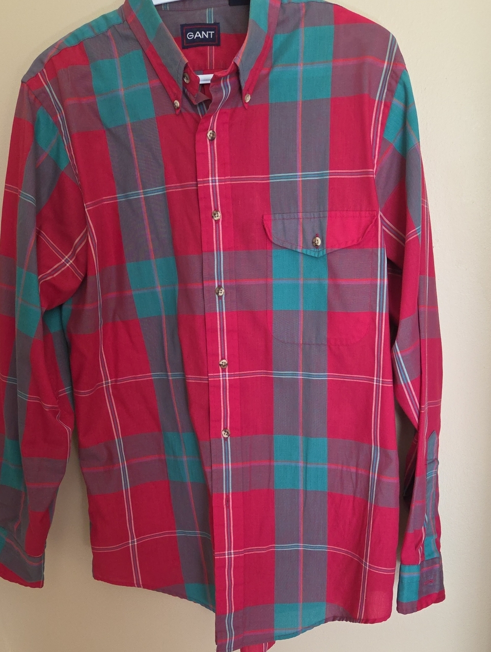 Gant Pink and Teal Plaid Button-Down Shirt